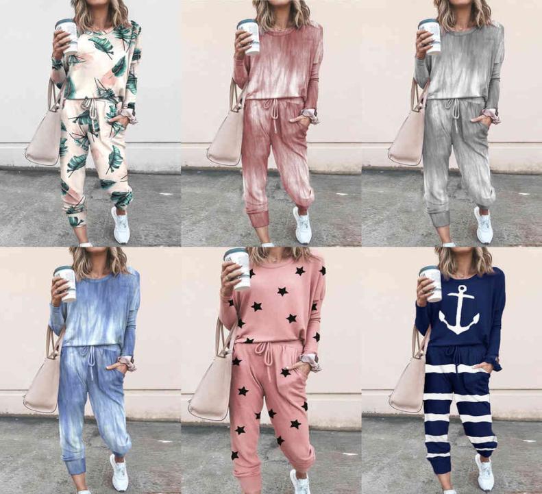 

Stars Print Casual Women Two Piece Sets 2020 New Spring Autumn Loungewear Womens Leisure Top Shirt And Pocket Pants Outfits Set X07719746, Gray