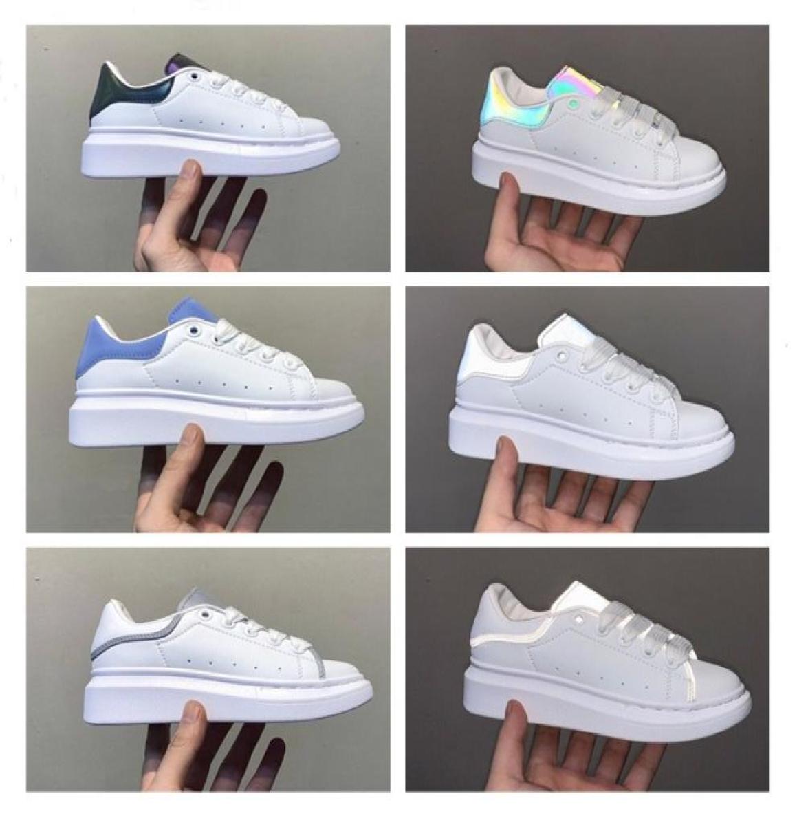 

Infant Kids Running Shoes 3M Reflective Blanche et Noir Platform White Leather Sneaker Avant Garde Sports Shoes Toddler Boys Girls2774029, Multi-color