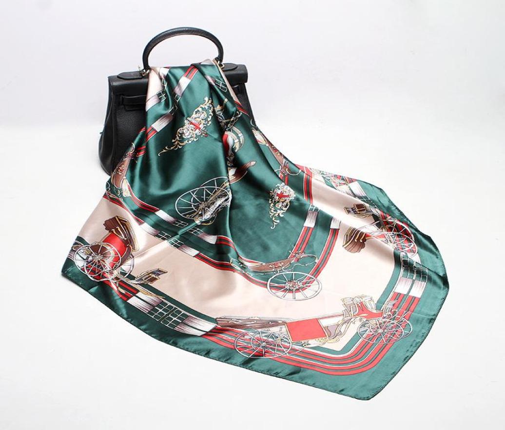 

New Army Green Burgundy Pink Orange Coffee 9090cm Scarf Female Carriage Printed Square Scarves Mother039s Gift Whole7416564