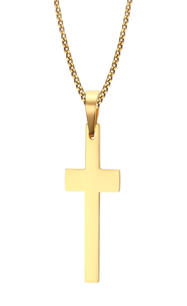 

Plain Simple Cross Pendants in Stainless Steel Chain Silver Gold Black2605181