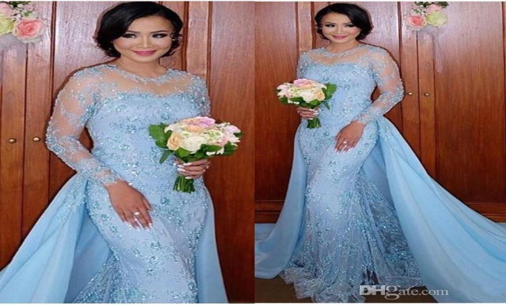 

Illusion Long Sleeves Saudi Arabia Pageant Dresses 2017 Ice Blue Evening Gowns Appliques Bling Detachable Prom Gowns5079095, Green