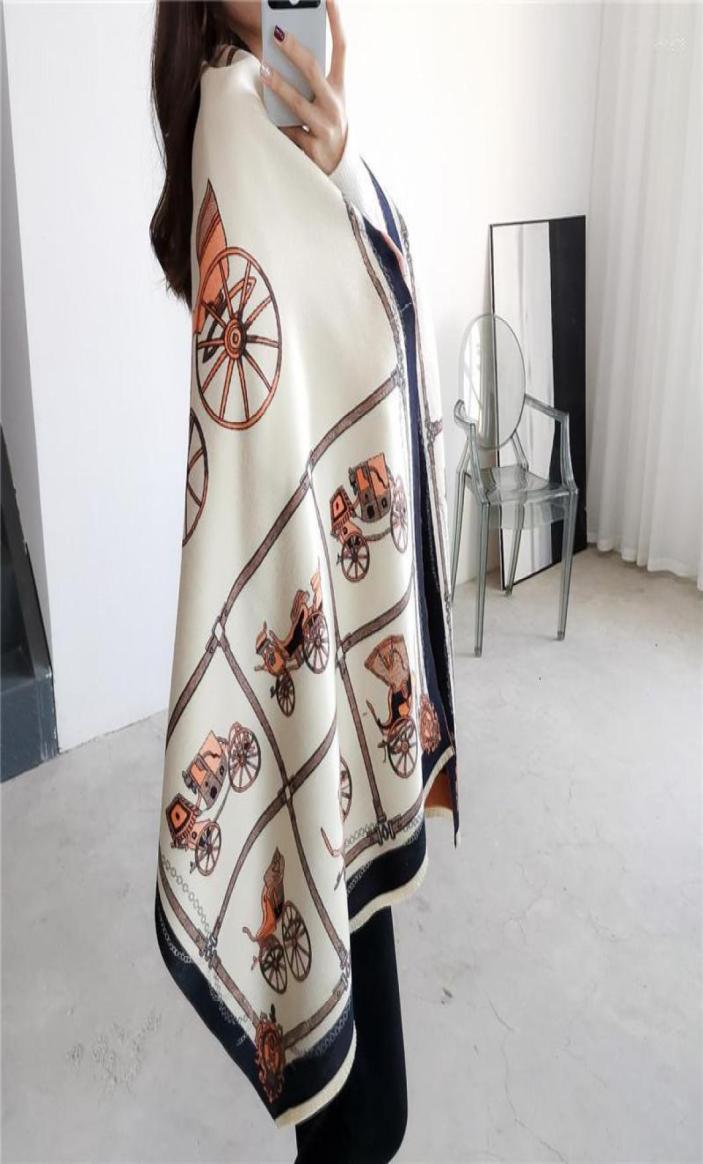 

Scarves Fall Winter 2022 Thickened Horse Scarf Long Dualuse Carriage Shawl Tassels Cashmerelike Show Poncho Cape Pashmina5145002