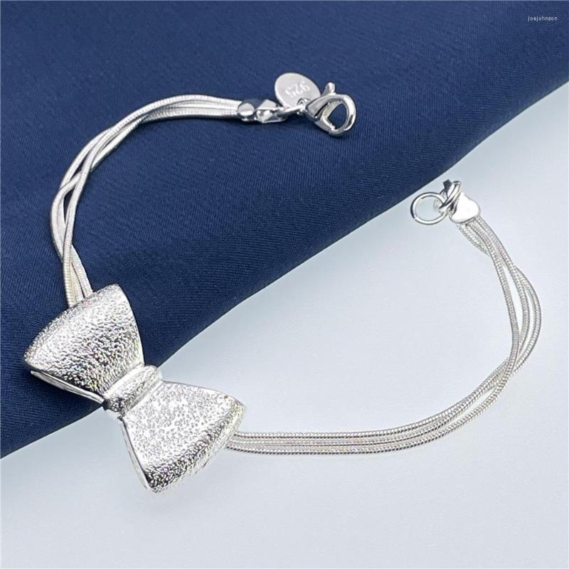 

Charm Bracelets 925 Stamp Silver Color Beautiful Bowknot For Women Fashion Party Wedding Original Designer Jewelry Fine Gifts
