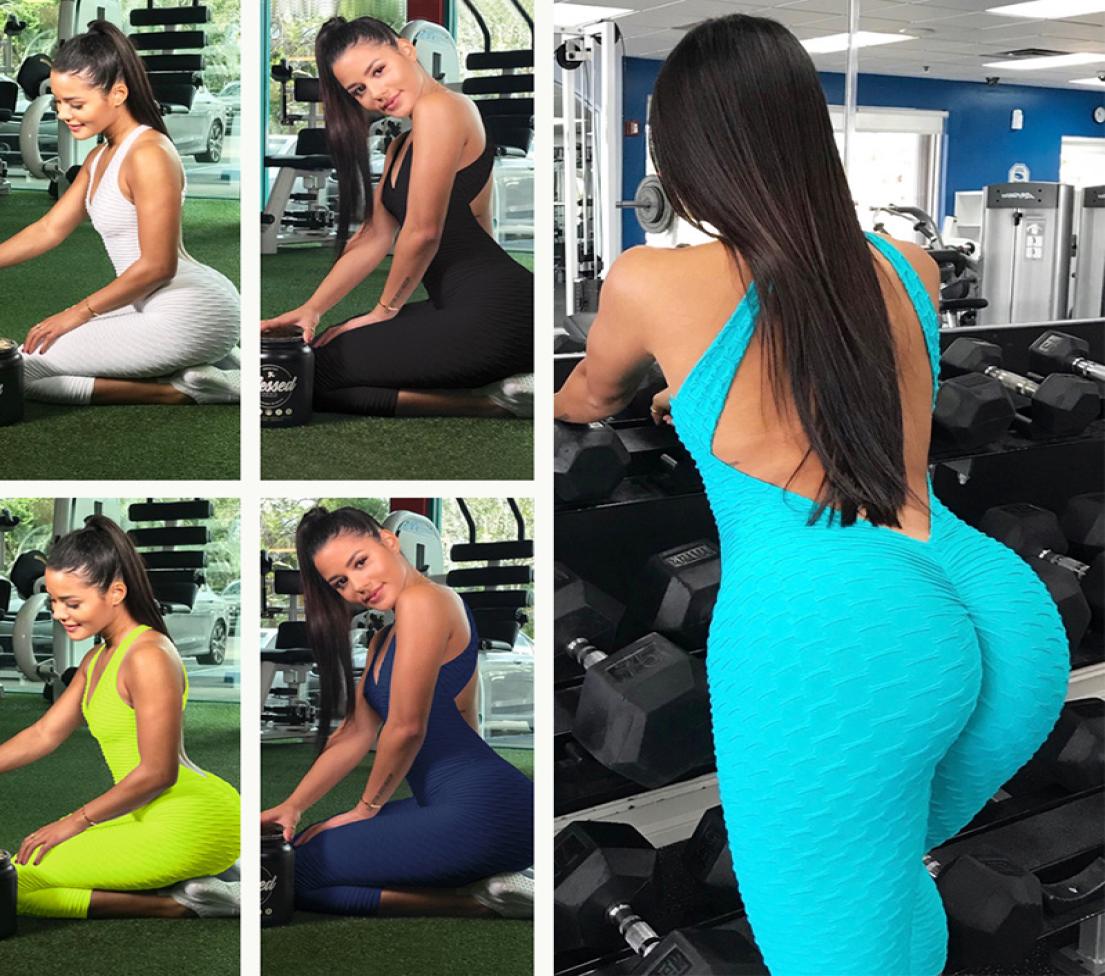 

Fitness Clothing Women039s Onepieces Sports Suit Set Workout Gym Fitness Jumpsuit Pants Sexy Yoga Set Bandage Gym Bodysuit1277394, Blue