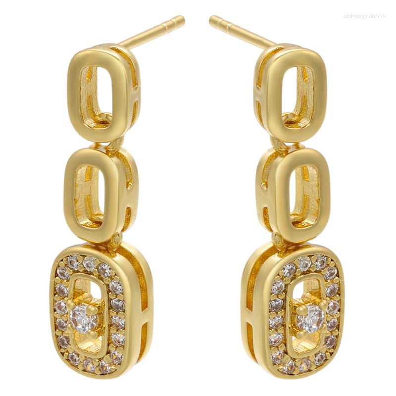 

Stud Earrings ZHUKOU One Pair 2023 Gold Color Women Pea Crystal Creative Fashion Jewelry Wholesale VE357