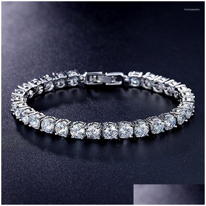 

Charm Bracelets Iced Out Cz Tennis Chain Bracelet Luxury Gold 925 Sterling Sier Color Women Hiphop Bling Fashion Jewelry Drop Deliver Dhgvg