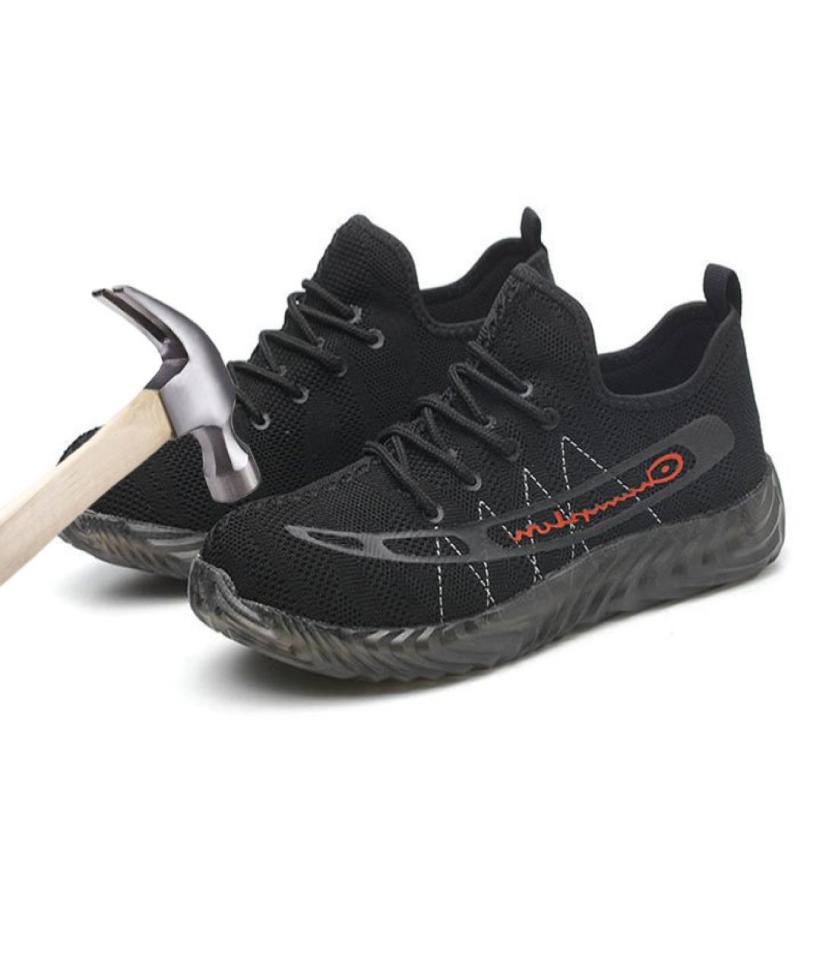 

Mens Safety Shoes Steel Toe Work boots For Men Lightweight Breathable Antismashing Construction Sneakers Puncture Proof6955369, Black
