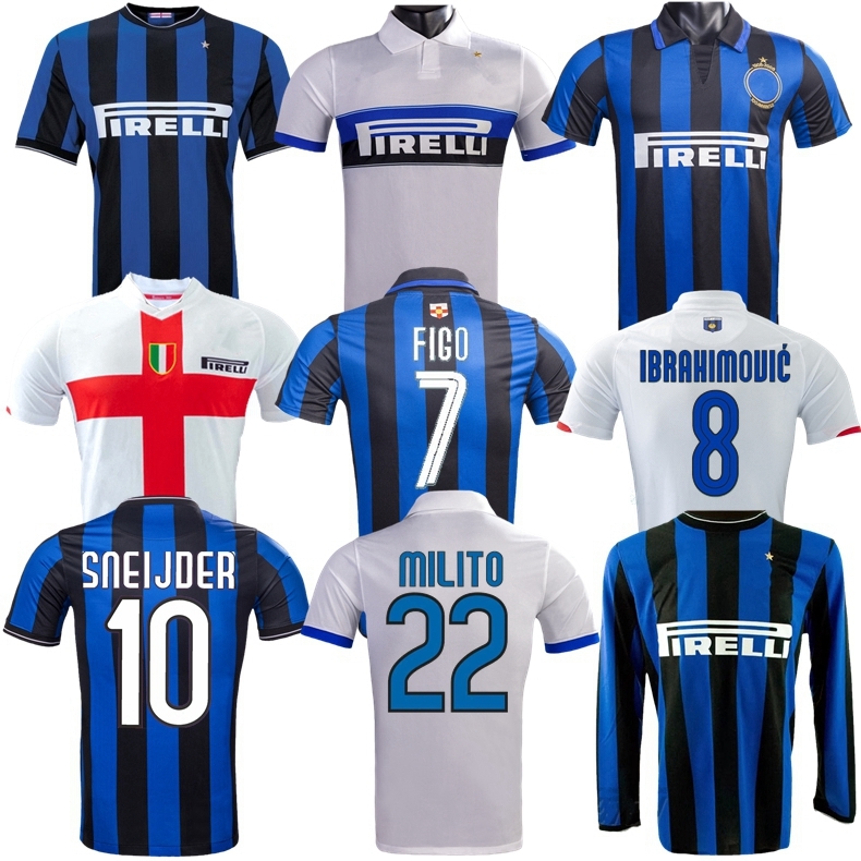 

2007 2008 2009 2010 Eto o retro soccer jerseys FIGO MILAN IBRAHIMOVIC SNEIJDER MILITO classic shirt J.Zanetti ADRIANO Eto o BALOTELLI inter home away vintage jersey, 07 08 away ucl jersey
