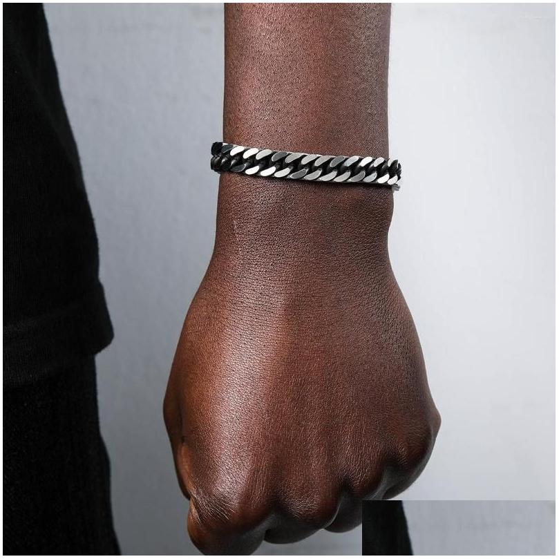 

Chain Link Bracelets Us7 High Quality Stainless Steel Cuban For Men Blank Color Hip Hop Rock Curb On The Hand Jewelry Gifts Drop Deli Dhrpm