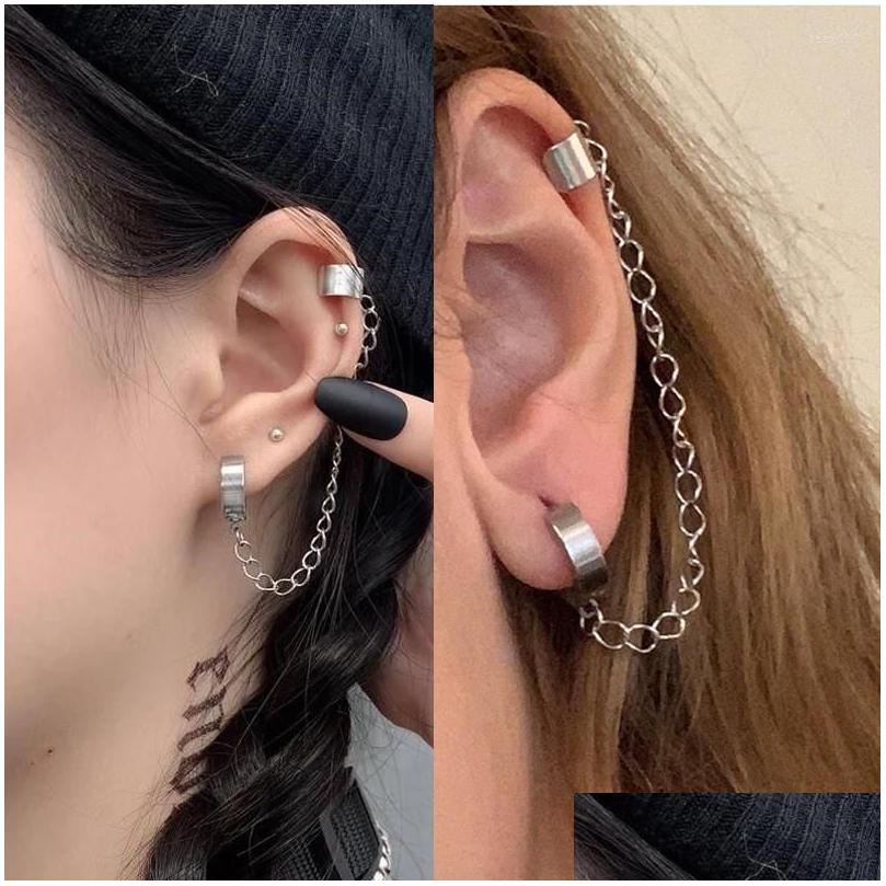 

Clip-On Screw Back Backs Earrings Women Men Fashion Hip Hop Chain Clip Threader Drop Cuff Double Piercing Unisex Jewelry Delivery Dh85L