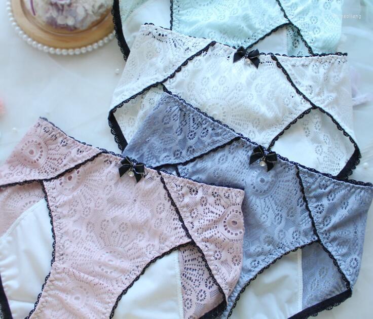 

Women's Panties Plus Size Big 4L 5L 6L Lace Lolita Kawaii Princes Cute Menstrual Sanitary Period Leak Proof Tampon Underwear WP462, Blue