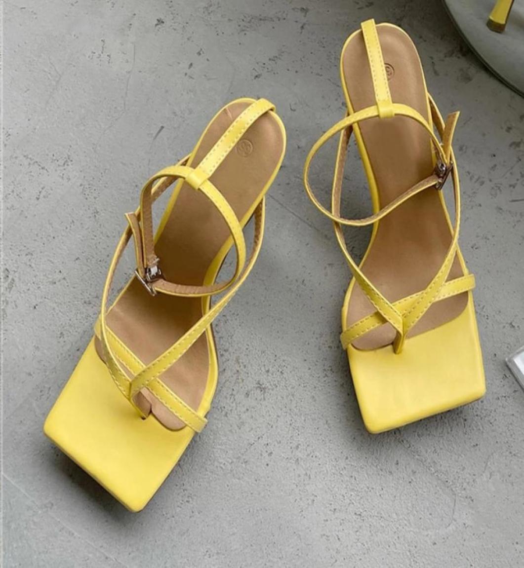 

Fashion Narrow Band Gladiator Sandals Women Thin High Heels Pumps Elegant Square Toe Ankle Buckle Strap Party Shoes2970720, Black
