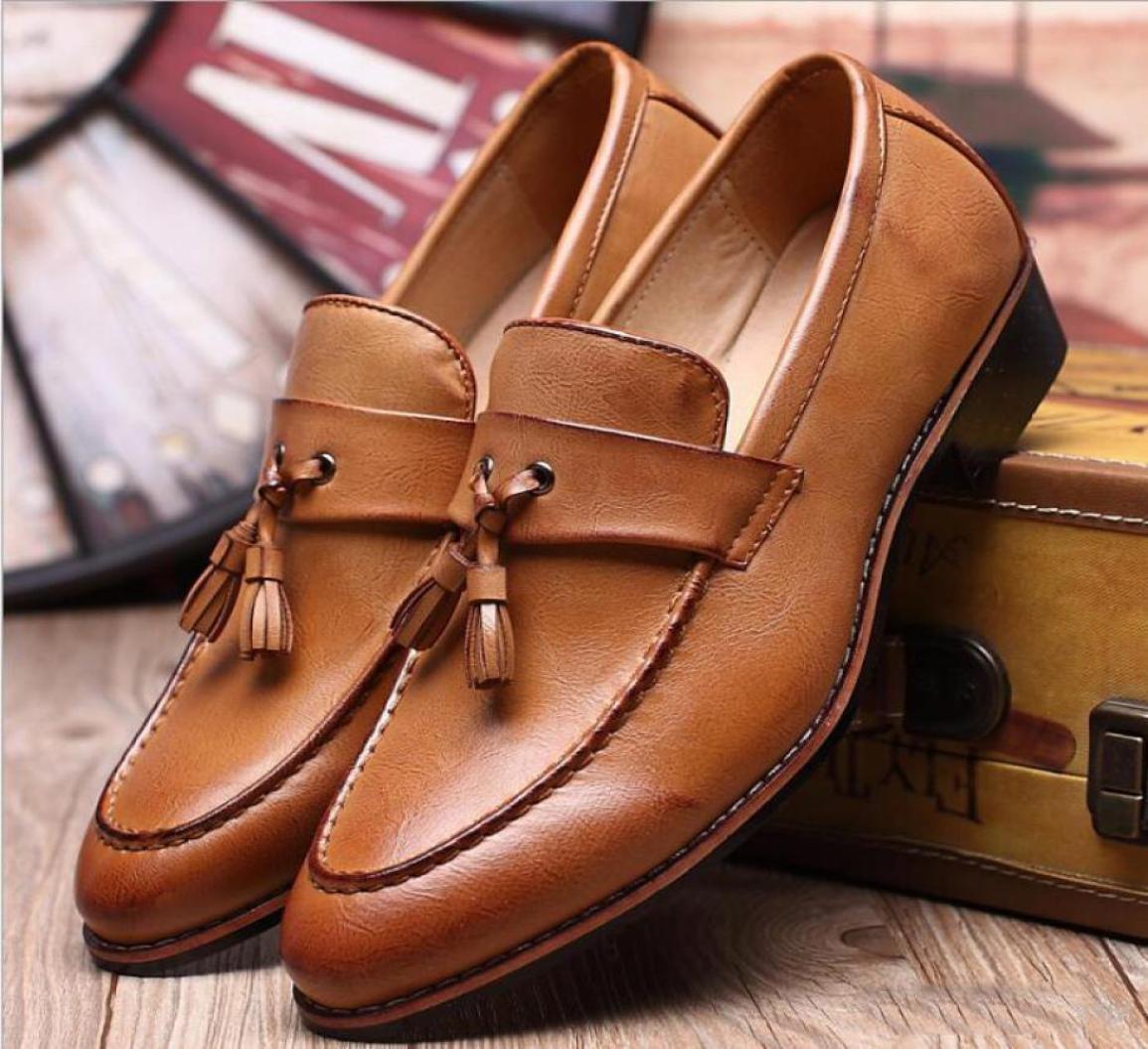 

Fashion Men Tassel Business Formal Dress loafers Men Wedding Shoes Leather Oxfords Pointed Toe Driving party Shoes8843300, Gold