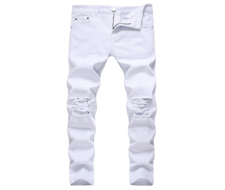 

Solid White Ripped Jeans Men 2020 Classic Retro Mens Skinny Jeans Brand Elastic Denim Pants Trousers Casual Slim Fit Pencil Pant6011580