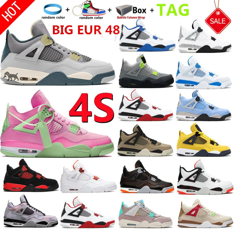 

BIG EUR 48 2022 4S IV 4 Men Women Basketball Shoes Soft Pink Fire Red UNC Desert Moss Black Cat Sail White Cement Purple Taupe Hyper Royal Game Blue, No.29