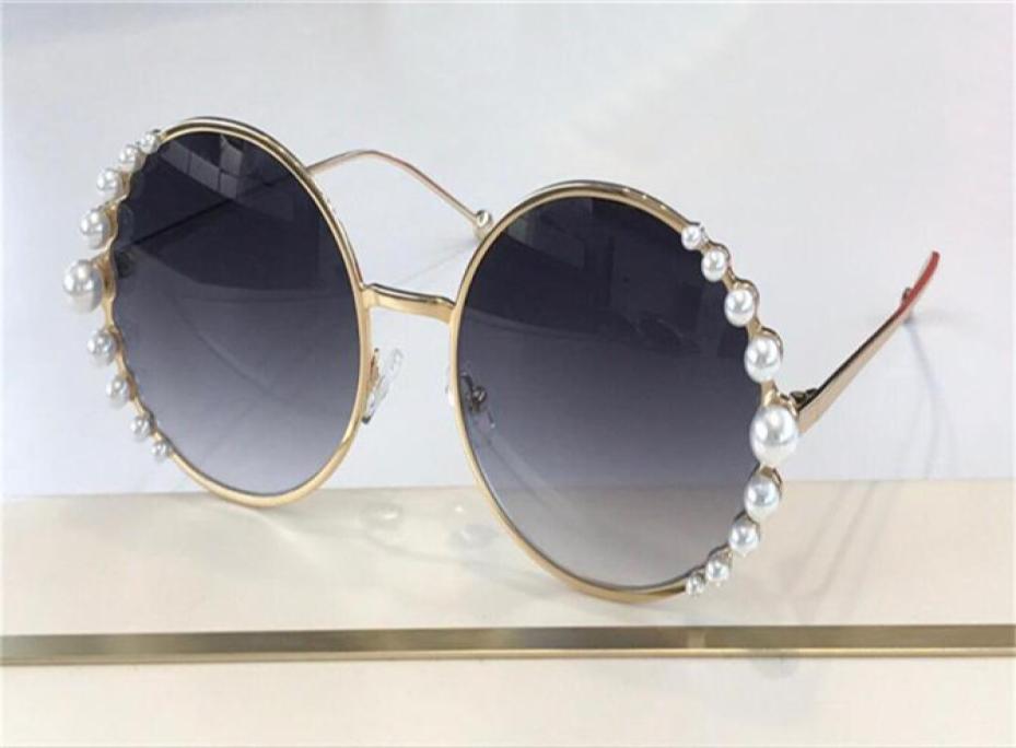 

new fashion design sunglasses 0295s round metal frame inlaid with pearls top quality popular avantgarde style uv400 protective gla7725617