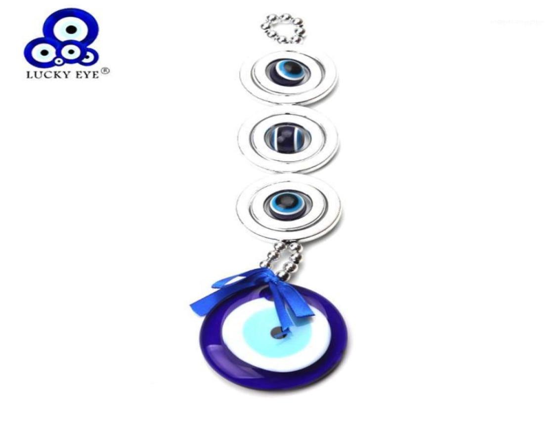 

LUCKY EYE Blue Turkish Evil Eye Pendant Wall Hanging Silver Color Bead Gifts Decorations for Car Office Home Living Room EY136616948540