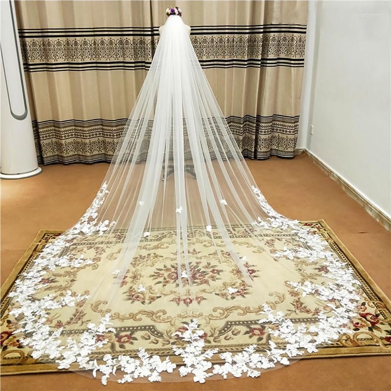 

Headpieces White Lace Veil Headdress Fashion European And American Three-dimensional Flower Bridal Cathedral Wedding Accessories