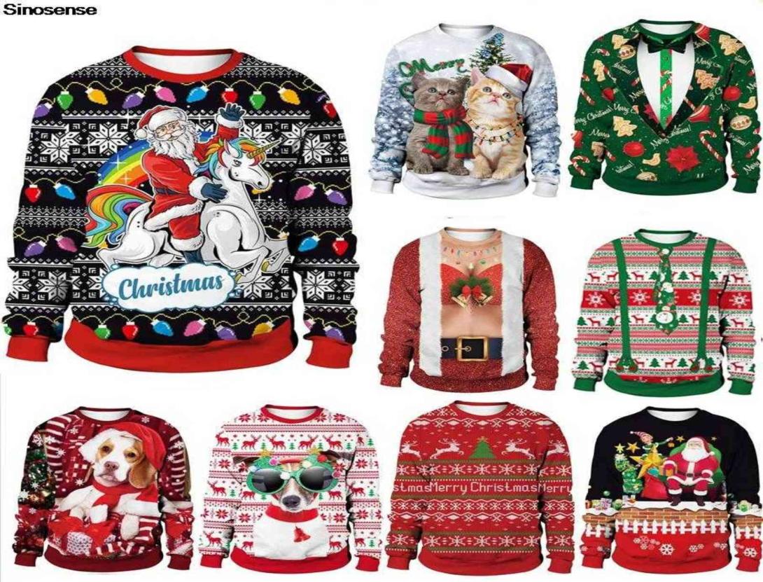 

Santa Riding Unicorn Funny Ugly Christmas Sweater Pullover Xmas Jumpers Tops Women Men Autumn Winter Holiday Party Sweatshirt Y1115894048, Gold