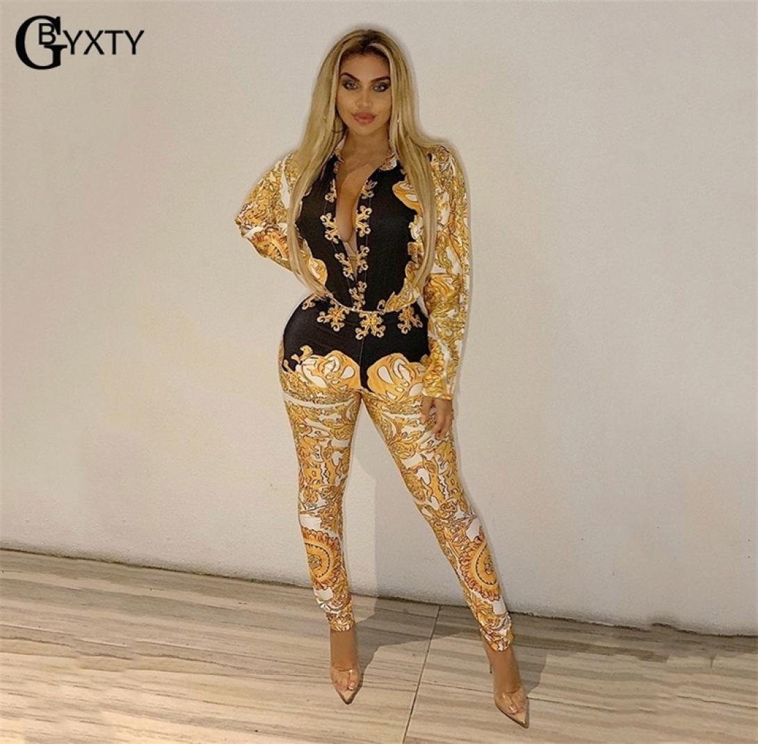 

Vintage Print Tracksuit Long Sleeve Bodysuit and Pants Two Piece Set Women 2020 Spring Autumn Outfits Matching Set T2005288232242, Blue