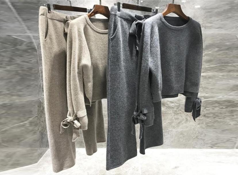 

Jxmyy High Quality Wool Knitted 2 Piece Set Cashmere Loose Sweater Pullover Elastic Wiast Pants Suit Women Tracksuit Y2011288240553, Army green