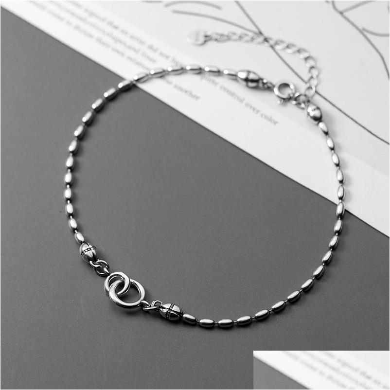 

Anklets Miqiao Bracelet On The Leg Chain Womens 925 Sterling Sier Female Thai Beanie Foot Fashion Jewelry For Girls Drop Delivery Dhbqn