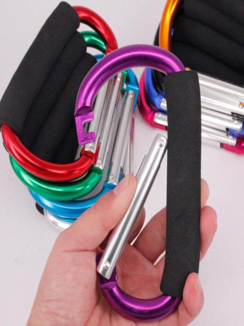 

12cm big sizes convenient portable hang buckle carabiner snap hook hiking aluminum alloy carabiners keyring with eva sponge handle5696724