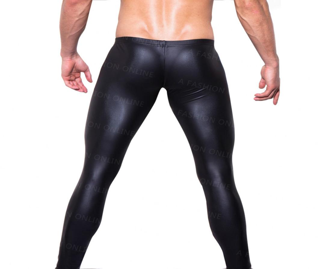 

WholeOn Men039 Fashion Lowrise Bulge Pouch Night Club Stage Performance Tights Pants Men039s Sexy Faux Leather Le2728999, Beige