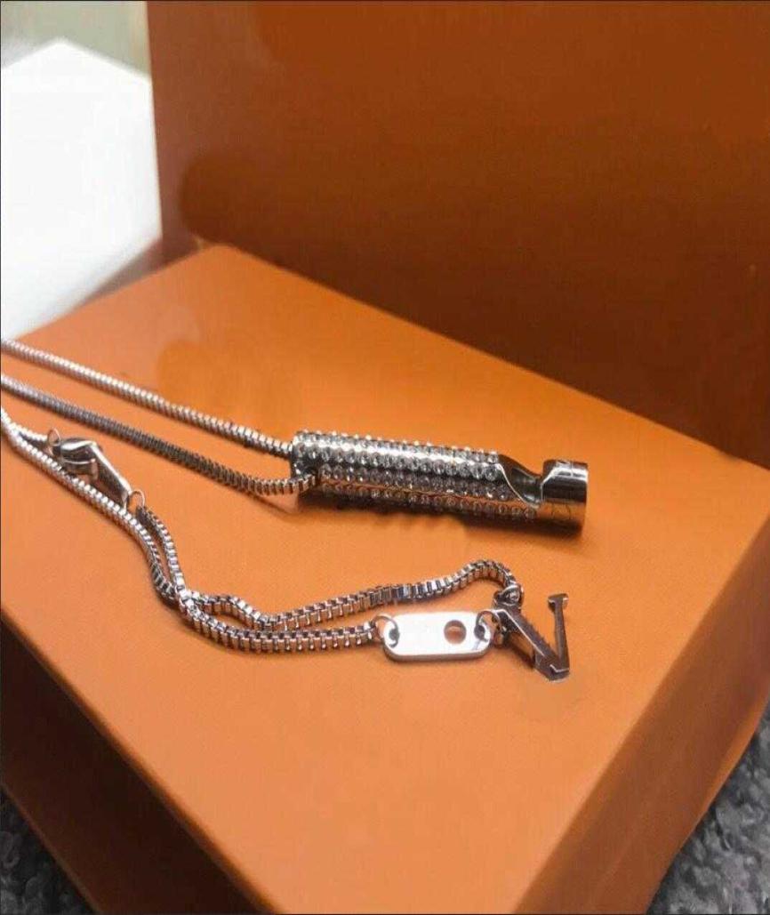 

New Men Woman Pendant Necklaces Jewelry new zircon Silver whistle letter necklace fashion personality For birthday gift9138189