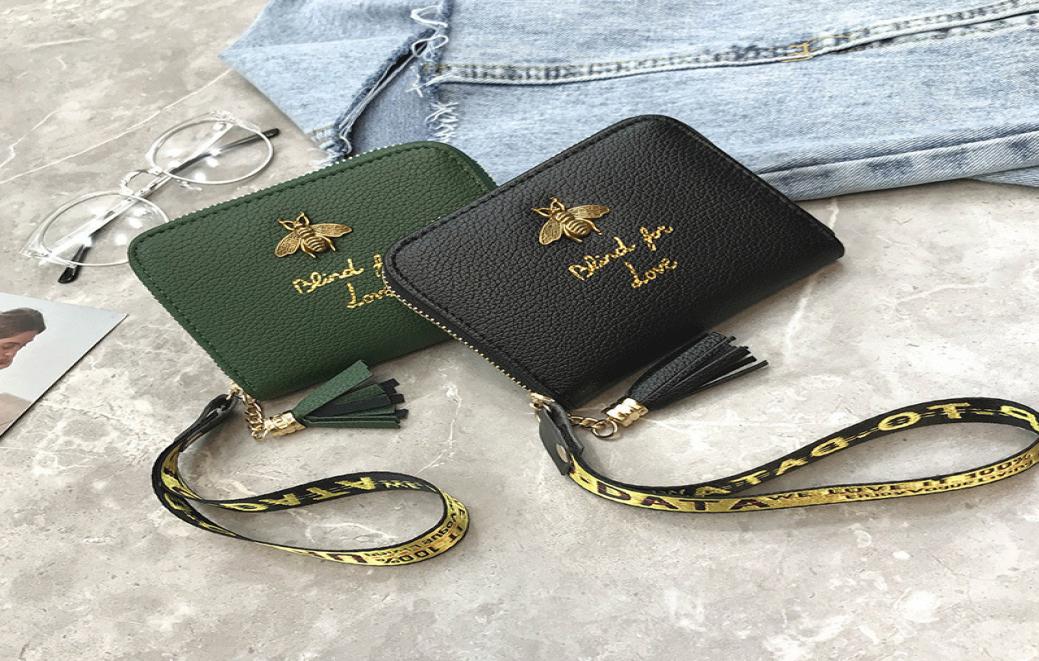 

Small Honey Bee Wallet Green Wallet Tassel Accessories Billfold Short Zipper Coin Purse Women Portable Purse Money9594464, Red