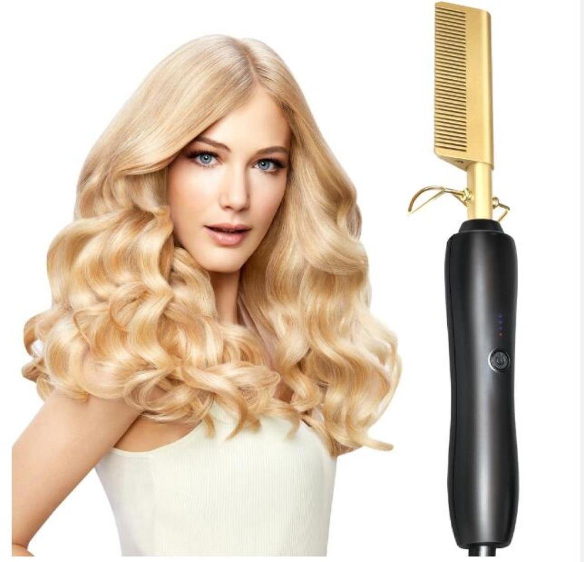 

Electric Environmentally Friendly Titanium Alloy Hair Curler Comb Wet and Dry Hair Use Hair Curling Iron Straightener Comb7518419