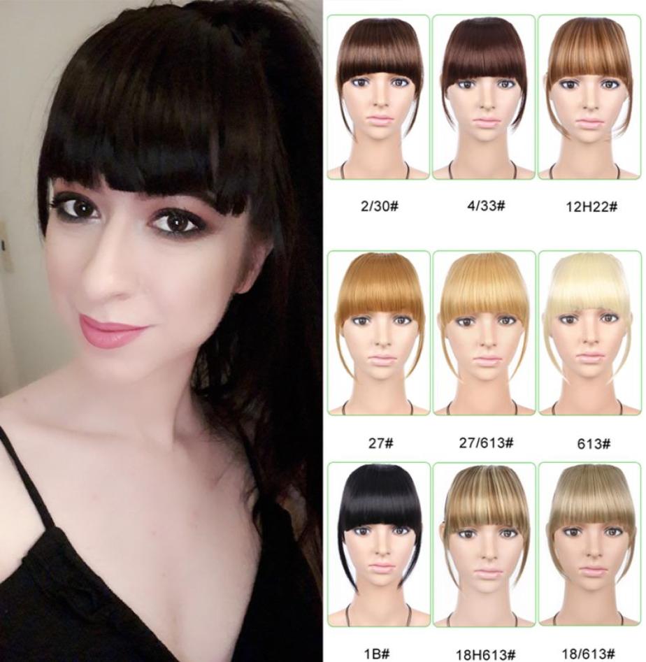 

6 inches Short Front Neat bangs Clip in bang fringe Hair extensions straight Synthetic 100 Real Natural hairpiece4287581