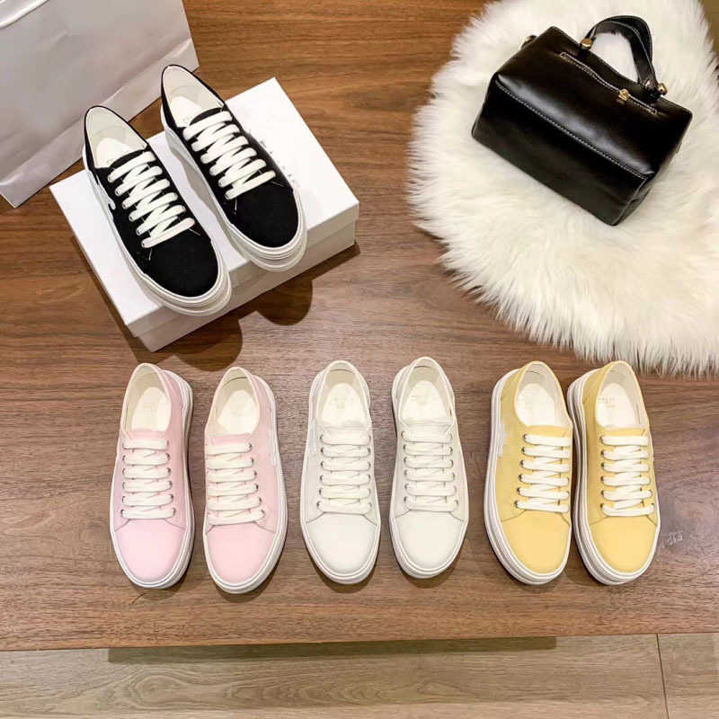 

Designer Shoes Triumphal Arch Canvas Shoes Spring New Fashion Trend Versatile Celi Thick Sole Canvas Elevated Little White Shoes, Pink