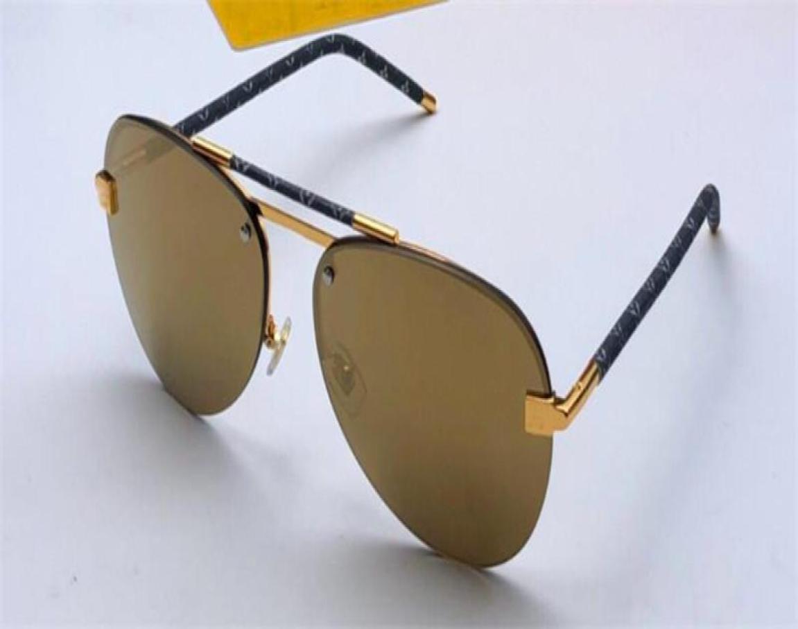 

Fashion Design Men Sunglasses Pilots Frameless Printed Leather Legs Retro Classic Style Outdoor Design Model 1108E3040437
