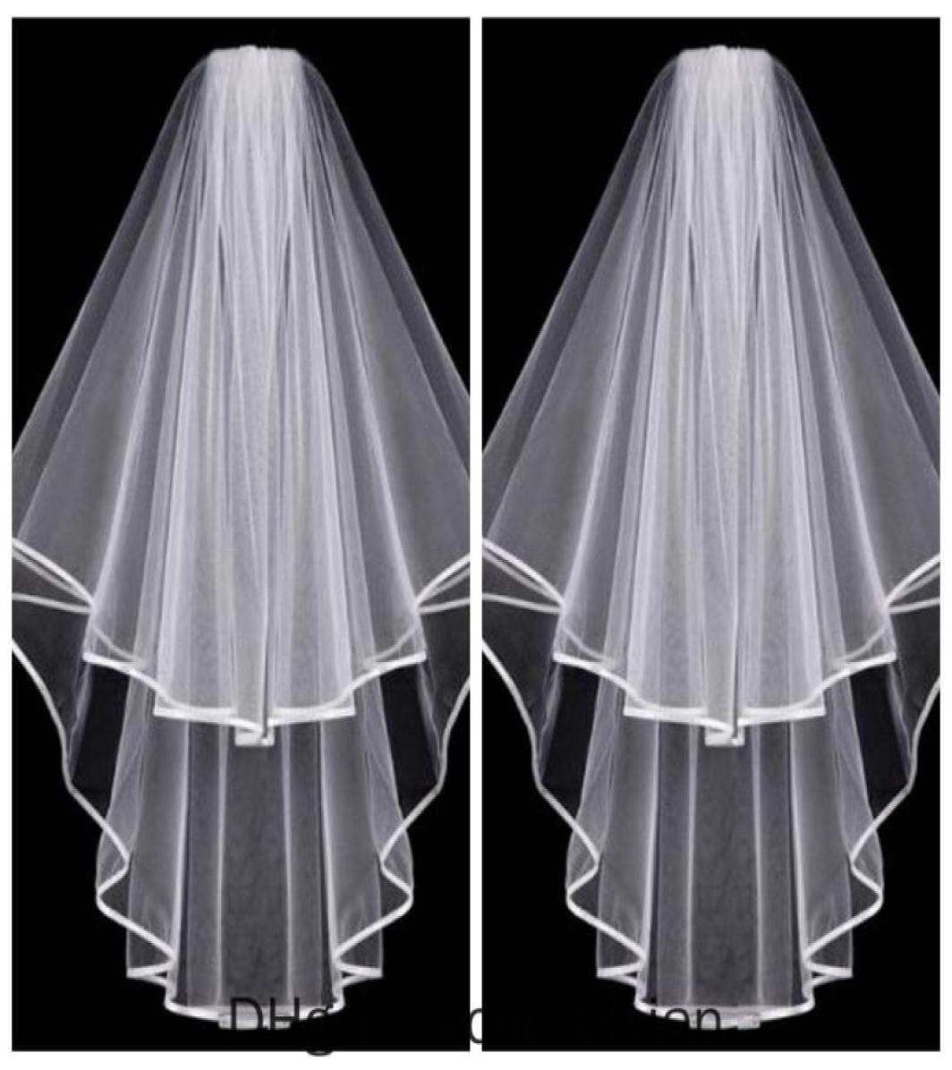 

Simple Short White ivory Bridal Veil 2020 Two Layers With Comb Bridal Wedding Accessories Hair Accessories7051082