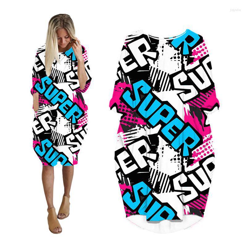 

Casual Dresses Women Letter Print Plus Size Long Sleeve Fashion Woman Clothes Streetwear Oversized Ladies Clothing Female Dress, As shown 1