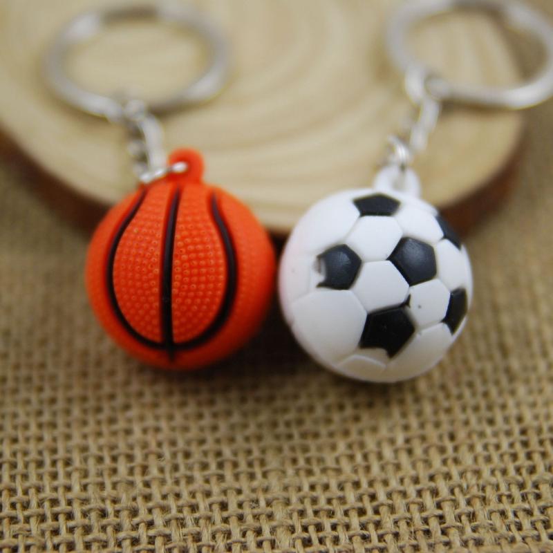 

Keychains 10pcs/lot Basketball Footballl Keychain Key Ring Flexible Glue Soccer Chain Holder Innovative Portachiavi Chaveiro