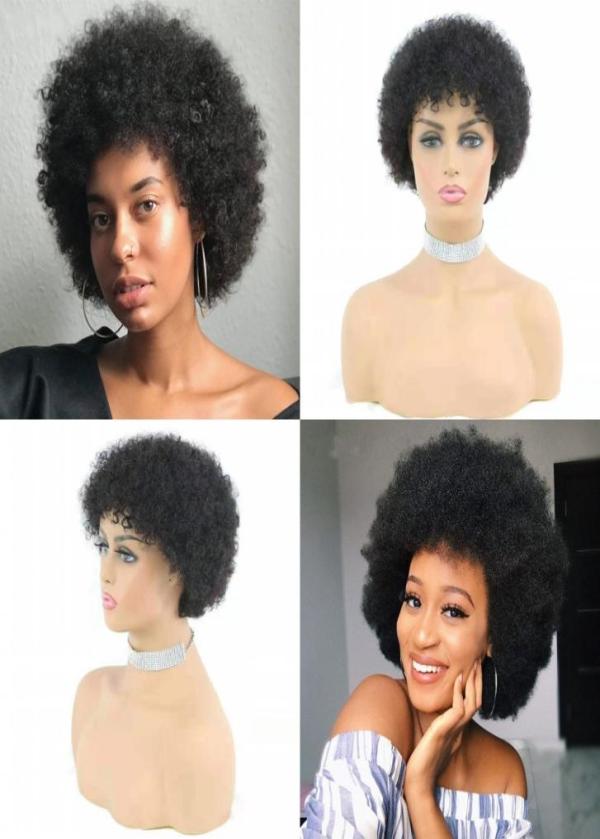 

Mongolian Short Afro Kinky Curly Human Hair Wigs 8 inch Machine Made Wig For Black Women2589155, Natural color