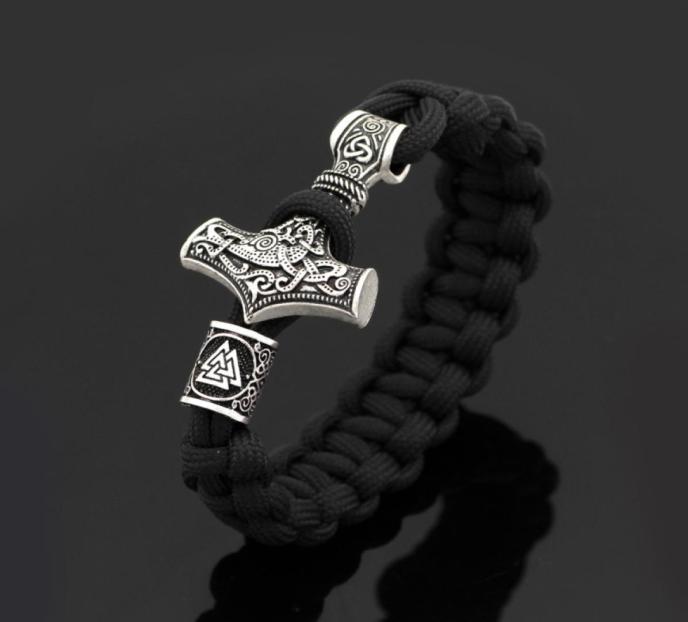 

Retro Man Style Stainless Steel Hammer Charm Bracelet Handmade Woven Paracord Jewelry6170849