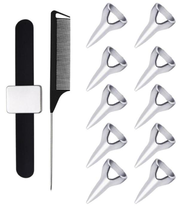 

Hair Brushes 12 Pcs Selecting Tools Metal Parting Ring Sectioning Comb For Braiding Weaving Curling Styling Extension3753054
