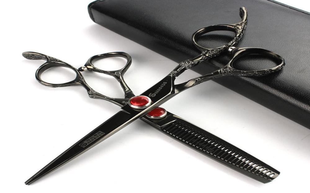 

Black Professional Hairdressing scissors 60 inch 440c cutting shears Japanese hair salon hair styling to thinning scissors set6216287