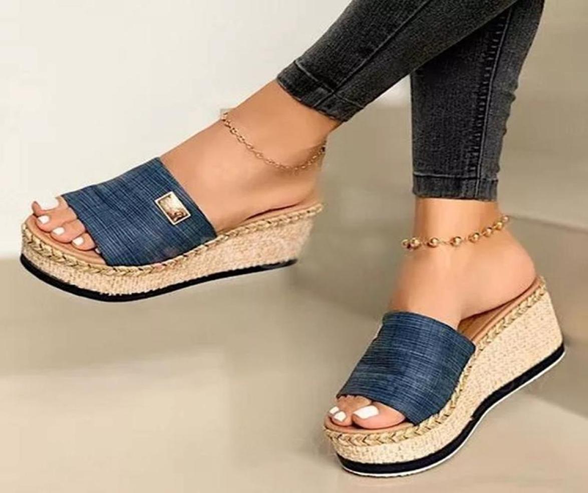 

Woman HighHeeled Platfroms Casual Wedges High Heels Summer Sandals PeepToe Shoes New Fashion2207847, Blue