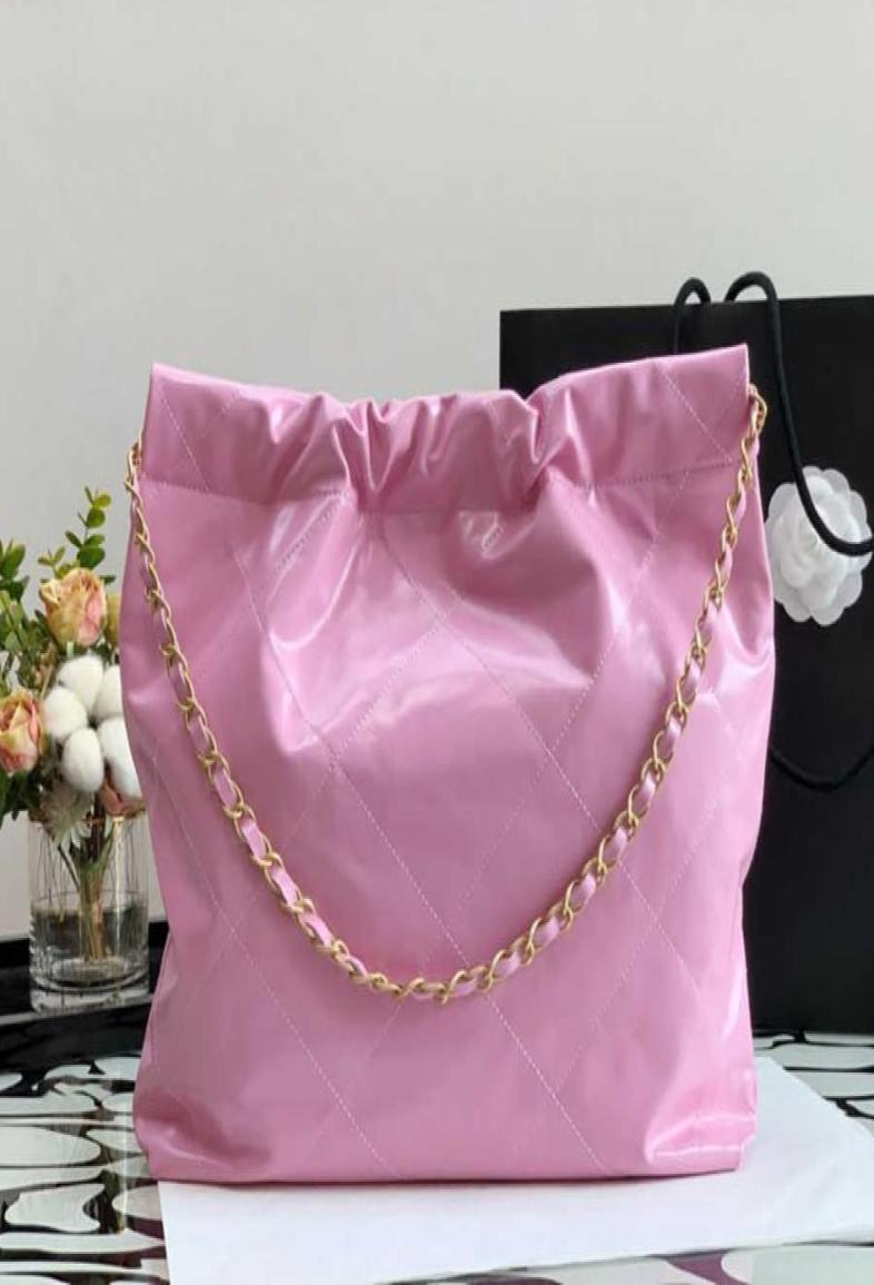 

9A Original Quality New Style 22 Bag Tote Designers Women Handbags AS3260 Designer Shoulder Handbag 35CM Shiny Calfskin Garbage Ba9838187, Dark grey
