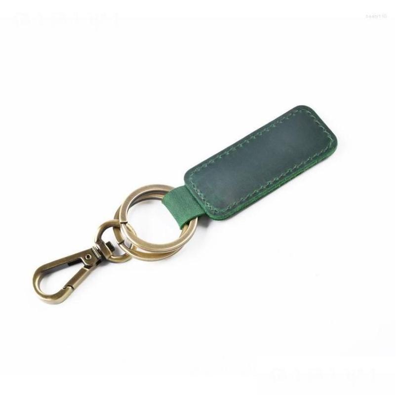

Keychains Lanyards Vintage Genuine Leather Wristlet Keychain For Men Women Fashion Double Key Rings Casual Crazy Horse Chain Whole Dhgmd