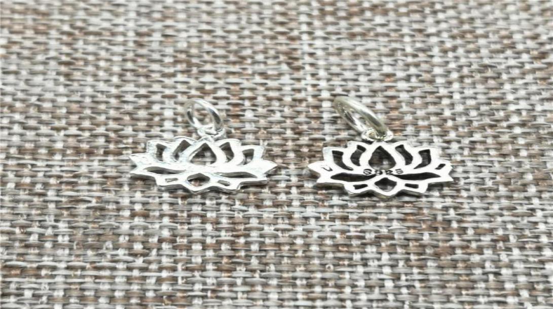 

Charms 925 Sterling Silver Small Lotus 2Sided For Yoga Meditation Bracelet Necklace6866227
