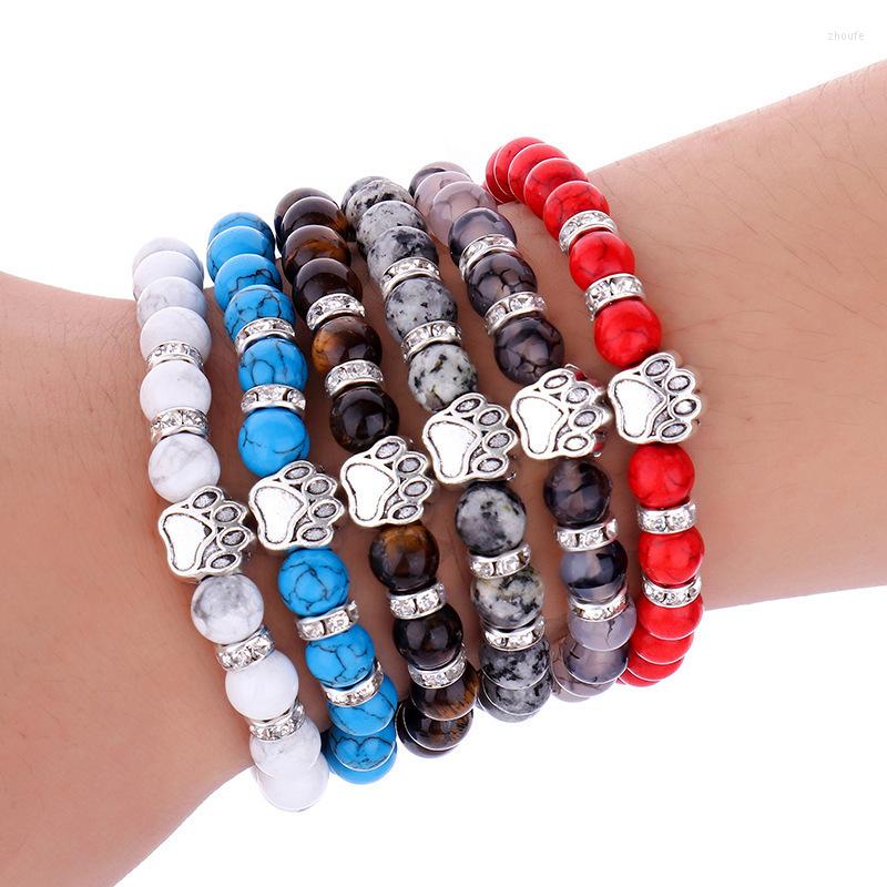 

Charm Bracelets Volcanic Stone Tiger Eye Bracelet Agate Multi Color Optional Cute Dog Alloy Turquoise Jewelry Gift