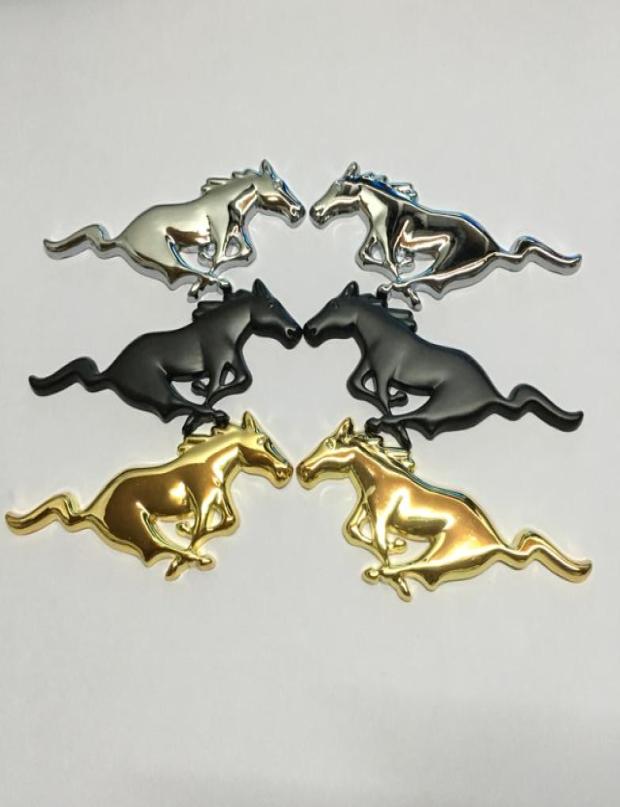 

2pcs Car Metal Horse logo badge emblem sticker size 75x28 1mm color silverBlackGold fit for USA cars Ford series Mustang an9428281