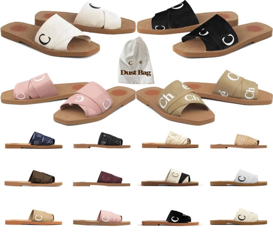 

Women Flat Sandals Woody Mules Designer Canvas Slippers Rubber Slides White Black Beige Lace Lettering Fabrice Womens Summer Outdo8844455, Purple