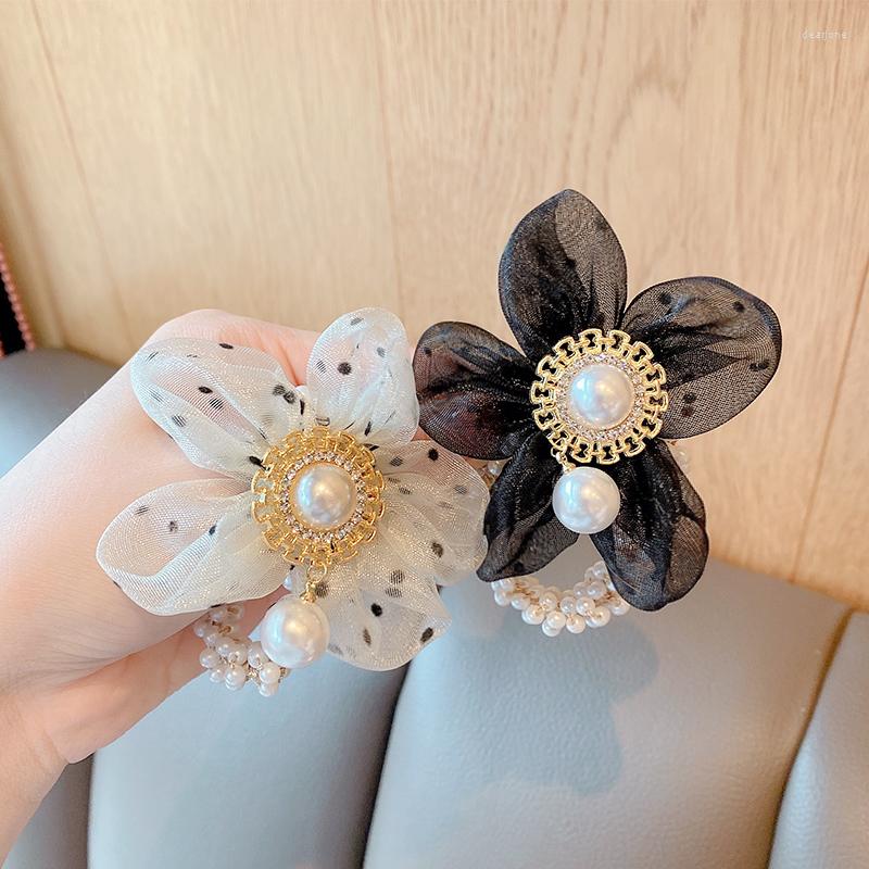 

Hair Accessories 2023 Children Cute Colors Pearl Flower Elastic Bands Girls Lovely Sweet Scrunchies Rubber Kids, Black
