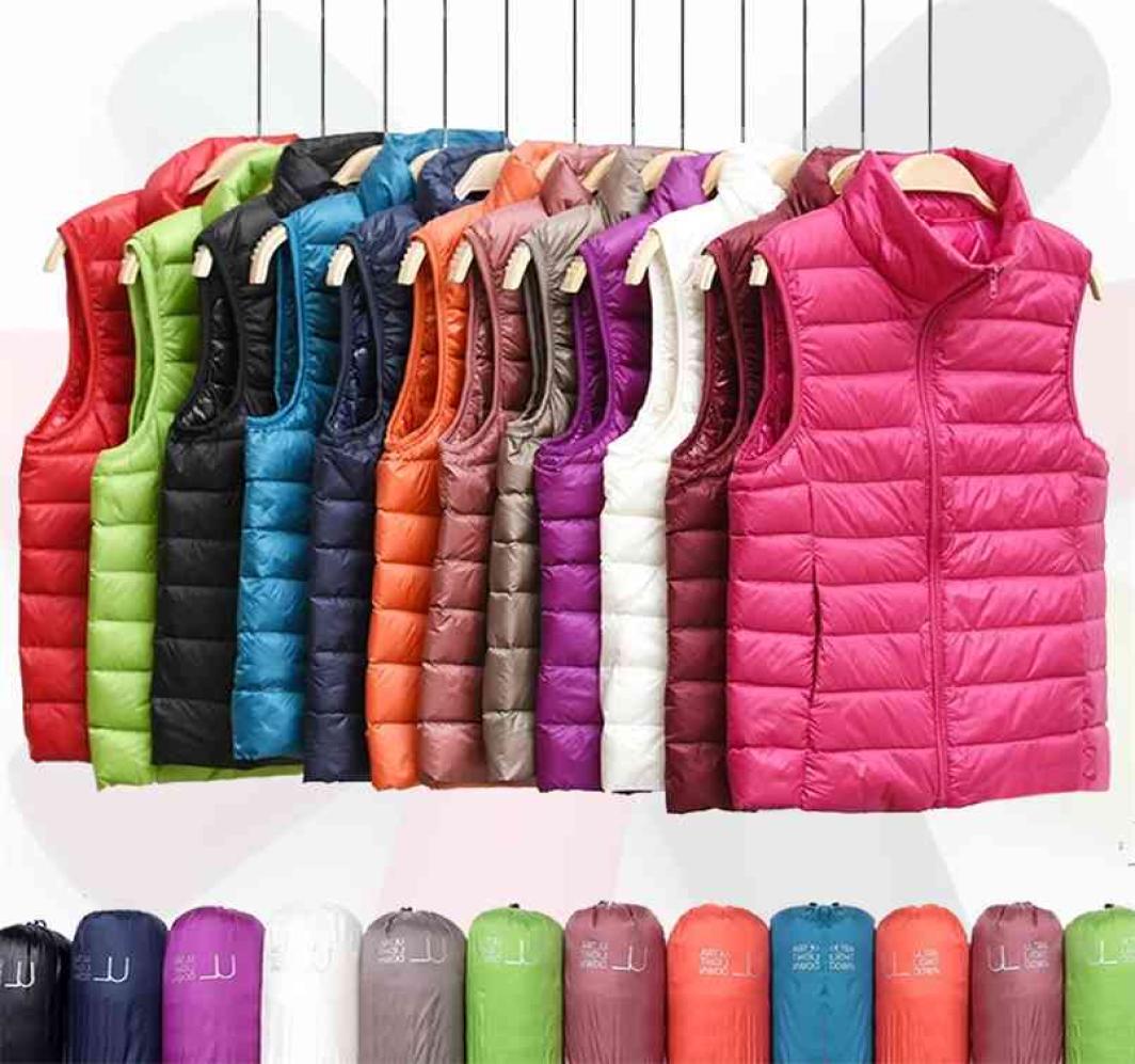 

Ultra Thin Down Jacket Light Warm Waistcoat Female Sleeveless Cropped Puffer Vest Lining Woman Winter Coat Spring 2109085034981, Red